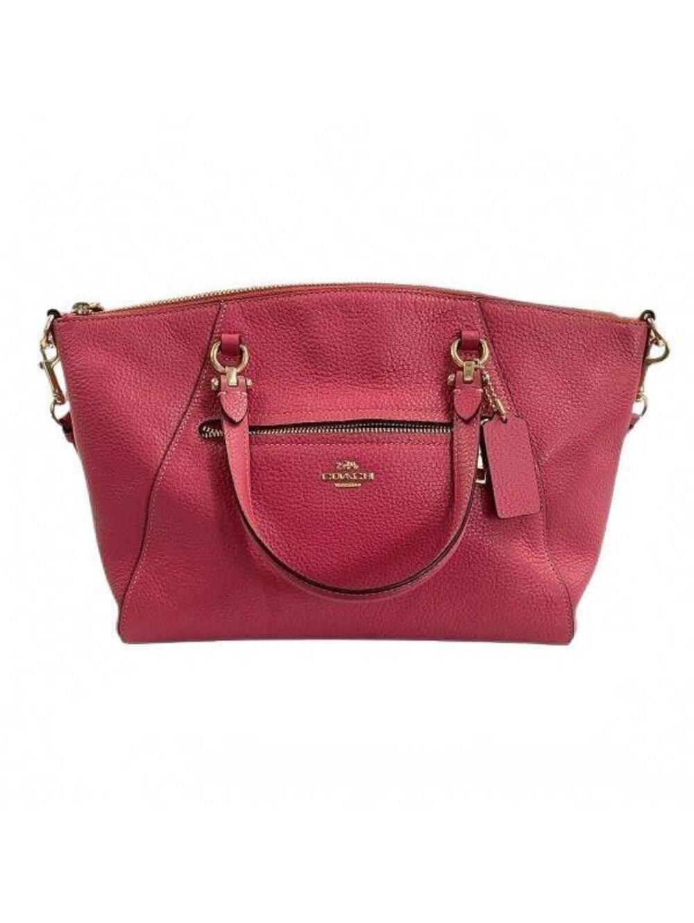Coach Pink Pebbled Leather Satchel Shoulder Bag Classic Minimalist Glam